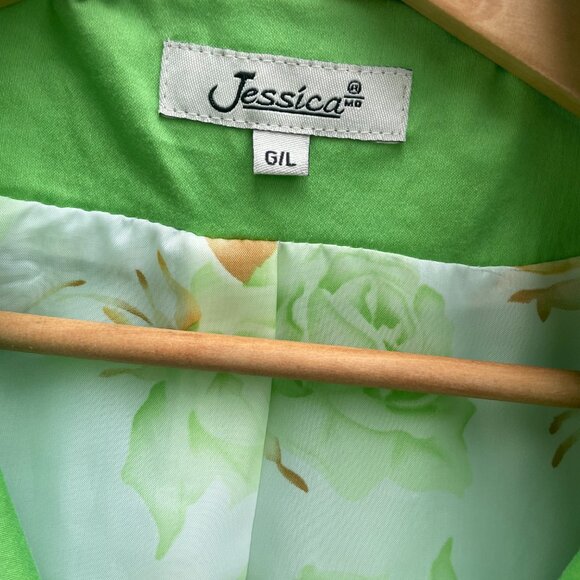 Jessica Trench Coat Jacket Womens Size Large Green Button Spring Dressy - Picture 2 of 6